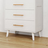 White Dresser for Bedroom, Asofer 5 Drawer Wood Storage with Metal Handles, Tall Vertical Dresser Nursery Dresser