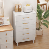 White Dresser for Bedroom, Asofer 5 Drawer Wood Storage with Metal Handles, Tall Vertical Dresser Nursery Dresser