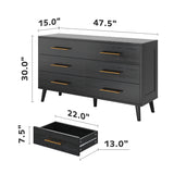 Asofer Bedroom Furniture Set, 5-Drawer Dresser & 6-Drawer Dresser, Black