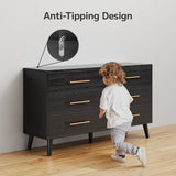Asofer Bedroom Furniture Set, 5-Drawer Dresser & 6-Drawer Dresser, Black