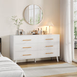 Bedroom Furniture Set - Includes Queen Size Bed Frame with Headboard, 2 Nightstands, 5-Drawer Dresser & 6-Drawer Dresser with Metal Handle, White