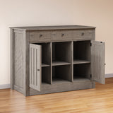 Asofer Farmhouse Buffet Cabinet with 4 Divider, 3 Drawer，2 Door, for Dining Room, Living Room, Kitchen