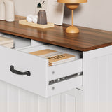 Asofer 3-Doors 3-Drawers Kitchen Storage Cabinet, Wood Sideboard with Adjustable Shelves,Compact Coffee Bar for Kitchen,Dining Room, Retro/Gray