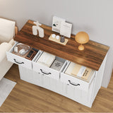 Asofer 3-Doors 3-Drawers Kitchen Storage Cabinet, Wood Sideboard with Adjustable Shelves,Compact Coffee Bar for Kitchen,Dining Room, Retro/Gray