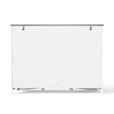 Asofer 3-Doors 3-Drawers Kitchen Storage Cabinet, Wood Sideboard with Adjustable Shelves,Compact Coffee Bar for Kitchen,Dining Room, Retro/Gray