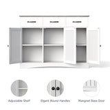 Asofer 3-Doors 3-Drawers Kitchen Storage Cabinet, Wood Sideboard with Adjustable Shelves,Compact Coffee Bar for Kitchen,Dining Room, Retro/Gray