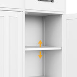 Asofer 3-Doors 3-Drawers Kitchen Storage Cabinet, Wood Sideboard with Adjustable Shelves,Compact Coffee Bar for Kitchen,Dining Room, Retro/Gray