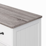 Asofer 3-Doors 3-Drawers Kitchen Storage Cabinet, Wood Sideboard with Adjustable Shelves,Compact Coffee Bar for Kitchen,Dining Room, Retro/Gray
