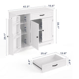Asofer 42" Kitchen Storage Cabinet, Sideboard Buffet with 3 Doors & 1 Drawer & 8 Shelves, White