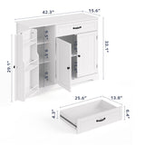Asofer 42" Kitchen Pantry Storage Cabinet with Guardrail Space, Sideboard Buffet with 3 Doors & 1 Drawer, White
