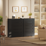 Asofer Bedroom furniture Sets, Includes 6 Drawer Dresser & 6 Drawer Dresser with Concealed Handle for Master Bedroom, Black