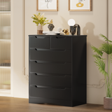 Asofer Bedroom furniture Sets, Includes 6 Drawer Dresser & 6 Drawer Dresser with Concealed Handle for Master Bedroom, Black