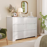 Asofer 3 Piece Bedroom Dresser and Nightstand Set, 6 Drawer Dresser & 3 Drawers Nightstand Set of 2, White