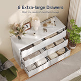 Asofer 3 Piece Bedroom Dresser and Nightstand Set, 6 Drawer Dresser & 3 Drawers Nightstand Set of 2, White