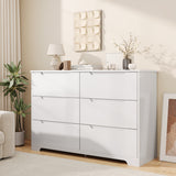 Asofer 3 Piece Bedroom Dresser and Nightstand Set, 6 Drawer Dresser & 3 Drawers Nightstand Set of 2, White