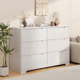 Asofer 3 Piece Bedroom Dresser and Nightstand Set, 6 Drawer Dresser & Nightstand Set of 3, White