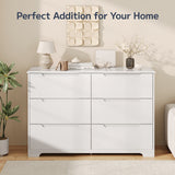 Asofer 3 Piece Bedroom Dresser and Nightstand Set, 6 Drawer Dresser & 3 Drawers Nightstand Set of 2, White