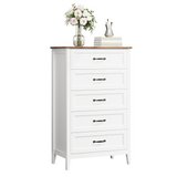 Asofer 3-Piece Drawer Sets, Includes 5 - Drawer Dressers and 7 - Drawer Cabinet with Metal Handle, Nightstand with Charging Station, White