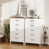Bedroom Furniture Set, Asofer Queen Size Bed Frame with Headboard, 2 Nightstands, 5-Drawer Dresser & 7-Drawer Chest, White