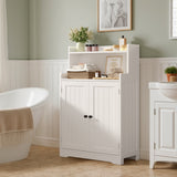 Asofer Bathroom Floor Storage Cabinet, Freestanding Cabinet with 2 Door & 2 Shelves for Bathroom, Kitchen, Living Room, White