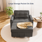 Asofer 3-in-1 Convertible Sleeper Sofa Bed, Adjustable Futon Couch Recliner with Metal Frame for Living Room, Home & Office - Light Gray