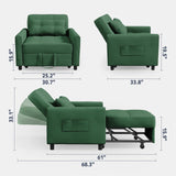 Asofer Sofa Bed Chair, 3 in 1 Convertible Futon Couch Recliner, Sleeper Sofa for Home or Office