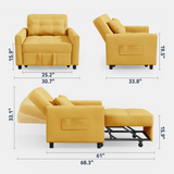Asofer 3-in-1 Convertible Sleeper Sofa Bed, Adjustable Futon Couch Recliner with Metal Frame for Living Room, Home & Office
