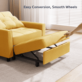 Asofer Sleeper Chair, Futon Sofa Bed, Adjustable Backrest, Metal Frame, for Living Room,Yellow