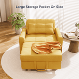 Asofer Sleeper Chair, Futon Sofa Bed, Adjustable Backrest, Metal Frame, for Living Room,Yellow