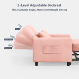 Asofer Sofa Bed Chair, 3 in 1 Convertible Futon Couch, Adjustable Backrest, for Living Room, Office, Pink