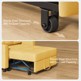 Asofer Sleeper Chair, Futon Sofa Bed, Adjustable Backrest, Metal Frame, for Living Room,Yellow