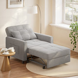 Asofer 3-in-1 Convertible Sofa Chair Bed with Adjustable Backrest, for Living Room, Office,Small Space,Light Gray