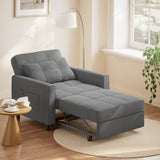 Asofer 3-in-1 Convertible Sofa Chair Bed with Adjustable Backrest, for Living Room, Office,Small Space,Dark Gray