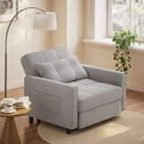 Asofer 3-in-1 Convertible Sofa Chair Bed with Adjustable Backrest, for Living Room, Office,Small Space,Light Gray