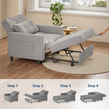 Asofer 3 in 1 Convertible Sofa Chair Bed, Extended Version with Adjustable Backrest for Living Room, Office, Gray