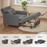 Asofer 3-in-1 Convertible Sofa Chair Bed with Adjustable Backrest, for Living Room, Office,Small Space,Dark Gray