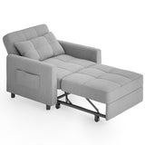 Asofer 3 in 1 Convertible Sofa Chair Bed, Extended Version with Adjustable Backrest for Living Room, Office, Gray