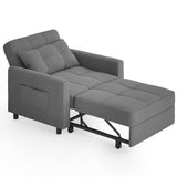 Asofer 3-in-1 Convertible Sofa Chair Bed with Adjustable Backrest, for Living Room, Office,Small Space,Dark Gray