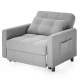 Asofer 3 in 1 Convertible Sofa Chair Bed, Extended Version with Adjustable Backrest for Living Room, Office, Gray