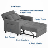 Asofer 3-in-1 Convertible Sofa Chair Bed with Adjustable Backrest, for Living Room, Office,Small Space,Dark Gray