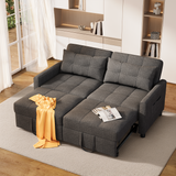 Pull Out Couch，Asofer 3-in-1 Convertible Loveseat Sofa Bed with Separate Ottoman & Adjustable Backrest,Sleeper for Guest Room，Small Apartment, Dark Gray