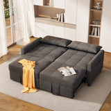 Pull Out Couch，Asofer 3-in-1 Convertible Loveseat Sofa Bed with Separate Ottoman & Adjustable Backrest,Sleeper for Guest Room，Small Apartment, Dark Gray