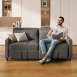 Pull Out Couch，Asofer 3-in-1 Convertible Loveseat Sofa Bed with Separate Ottoman & Adjustable Backrest,Sleeper for Guest Room，Small Apartment, Dark Gray