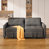 Pull Out Couch，Asofer 3-in-1 Convertible Loveseat Sofa Bed with Separate Ottoman & Adjustable Backrest,Sleeper for Guest Room，Small Apartment, Dark Gray