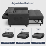 Pull Out Couch，Asofer 3-in-1 Convertible Loveseat Sofa Bed with Separate Ottoman & Adjustable Backrest,Sleeper for Guest Room，Small Apartment, Dark Gray