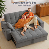 Asofer 3-in-1 Convertible Sofa Bed，Linen Sleeper with Pull-Out Bed, Recliner & Side Pocket for Living Room, Apartment, Dorm, Office,Dark Gray