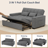 Asofer Small Full 3 in 1 Sofa Bed,71" Pull Out Sofa,Sleeper Loveseat with Storage Pocket for Apartment,Shared Apartments and Student Rentals,Dark Gray
