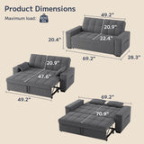 Asofer 3 in 1 Convertible Loveseat Sleeper Sofa Bed with Storage Armrests, Pull Out Couch for Living Room Apartment Office, Dark Gray