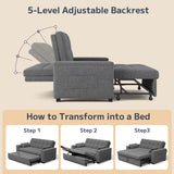Asofer Small Full 3 in 1 Sofa Bed,71" Pull Out Sofa,Sleeper Loveseat with Storage Pocket for Apartment,Shared Apartments and Student Rentals,Dark Gray