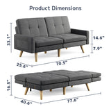 Asofer 2-in-1 Convertible Sofa Couch, 78" Sofa Bed with Adjustable Backrest, Sleeper Chair for Living Room, Apartments,Home, Office, Dark Gray
